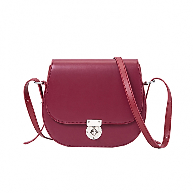 Wine Red Real Leather Crossbody Bags