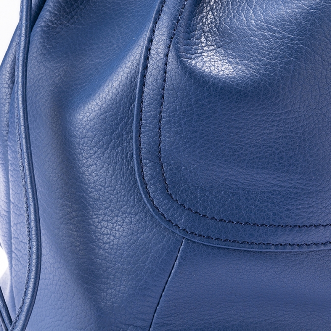 blaue Farbe hochwertige sehr weiche Ledereimer-Einkaufstasche mit Logo 