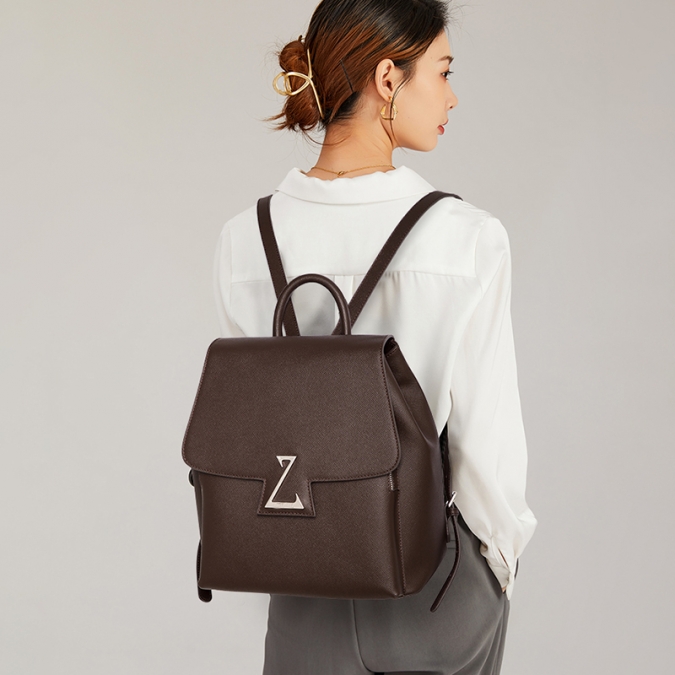 2021 Mode Damen Rucksack aus echtem Leder mit individuellem Logo 
