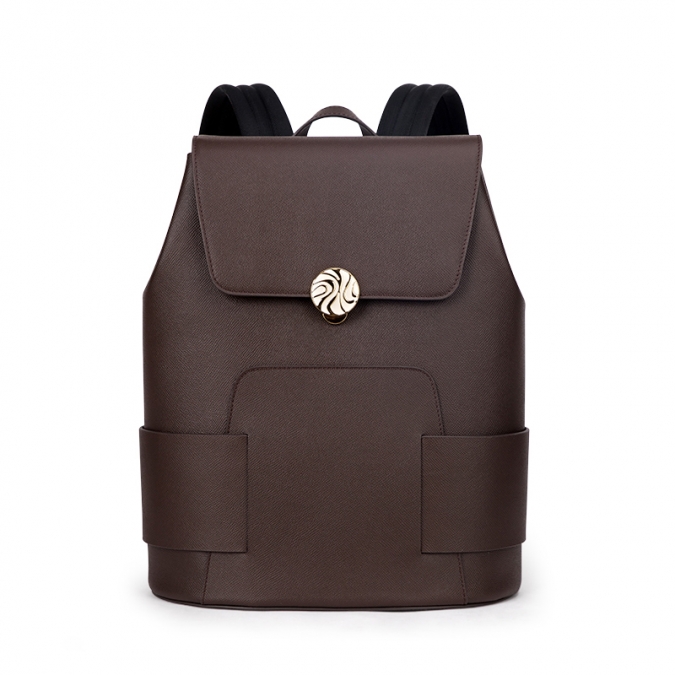 Custom coffee color leather backpack